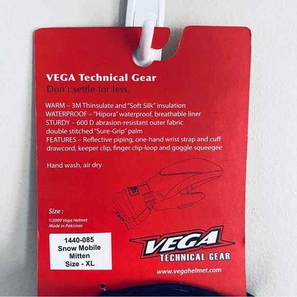 VEGA Technical Gear Black Snow Mobile Mitten Size XL NWT - Picture 10 of 11